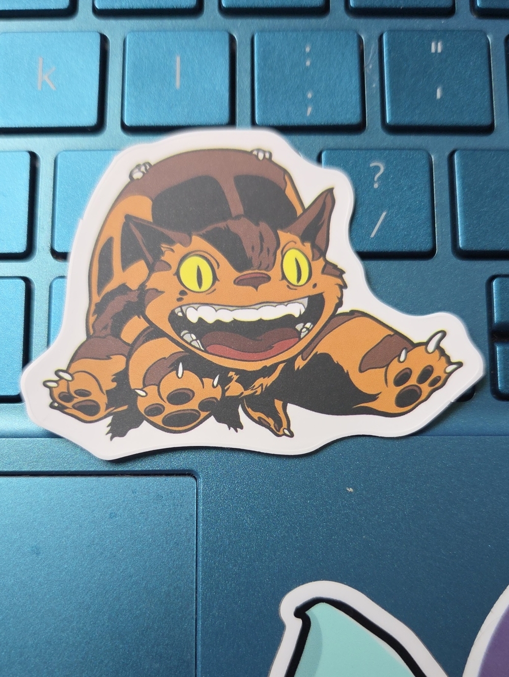 Orange Cat Sticker Decal – Playful Cartoon Cat for Laptops and Accessories